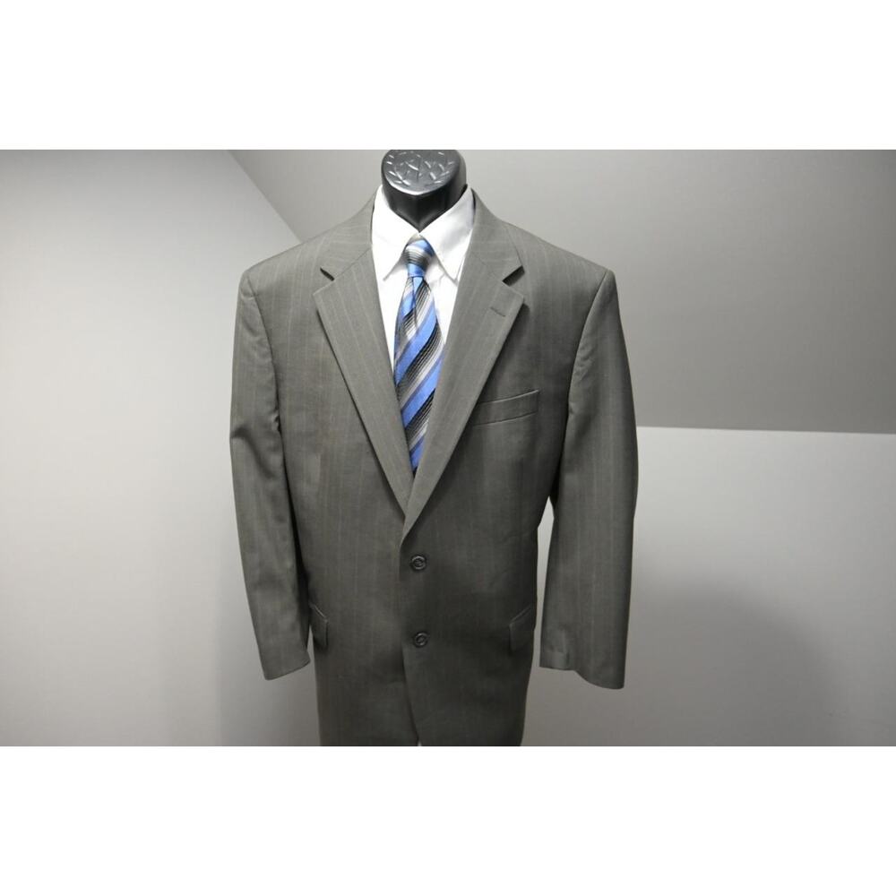 Jos A Bank 100% Wool Striped 2 Piece Suit Pants Jacket Mens Sz 40 x 29 46 R